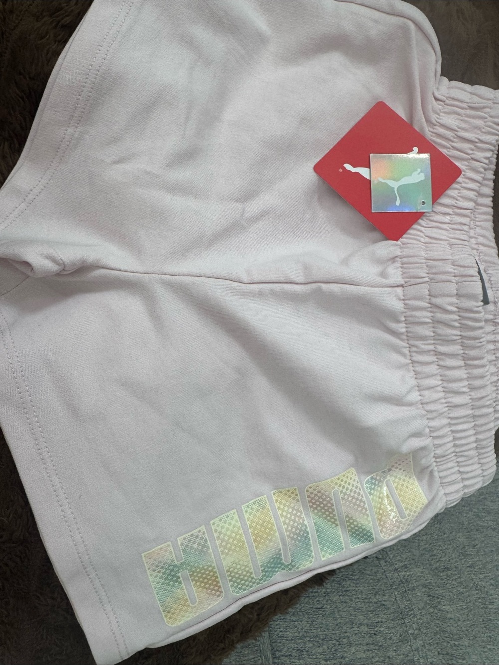 Puma girls baby Pink Athletic Shorts with Holographic Logo